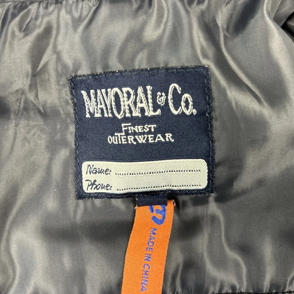 MAYORAL Gray Wool Blend Military‎ Look Button Zip Pea Coat Jacket Boys 7